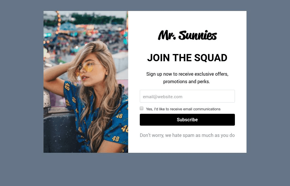 Join the club popup